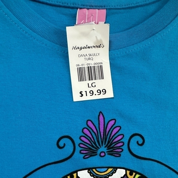 Girls Tee Hazelwood’s DANA SKULLY Print Turquoise Cotton Short Sleeve T-Shirt - Picture 4 of 4